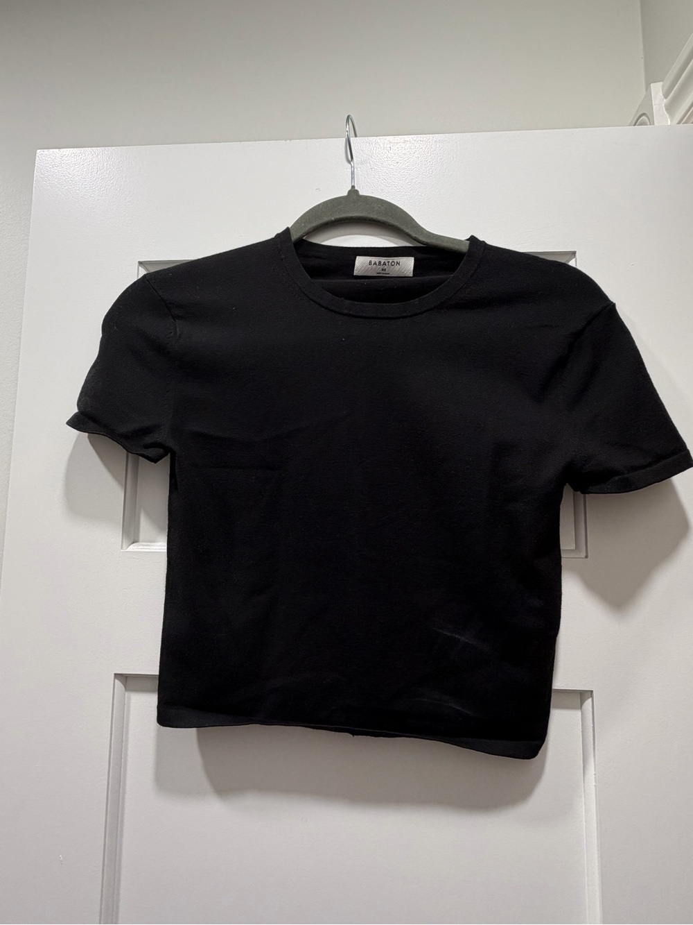 Babaton Black Cropped Crew Tee